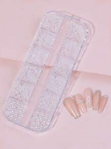 1 盒珠子美甲装饰 DIY 指甲饰品 指甲宝石 美甲用品 - 白色 - 查看 1