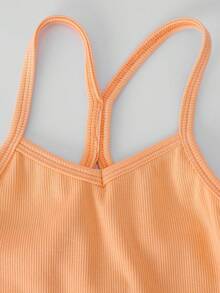 SHEIN Toddler Girls Solid Halter Top - Coral Orange - View 4