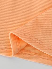 SHEIN Toddler Girls Solid Halter Top - Coral Orange - View 6