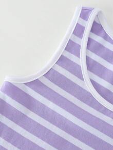 SHEIN Toddler Girls Striped Print Tank Top - Lilac Purple - View 4