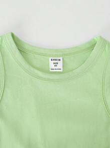 SHEIN Toddler Girls Solid Tank Top - Mint Green - View 3