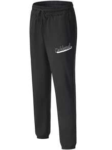 SHEIN Street Sport Men Letter Graphic Drawstring Waist Sports Pants - Black - View 5