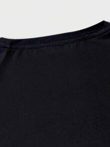 ROMWE MEN Street Life Guys Letter & Horse Print Drop Shoulder Tee - Black - View 5