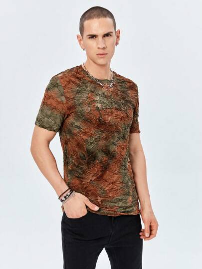 تي شيرت محكم صبغ متعادل للشباب