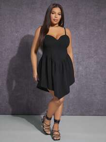 SHEIN SXY Vestido de tirantes bajo asimétrico - Negro - Ver 3