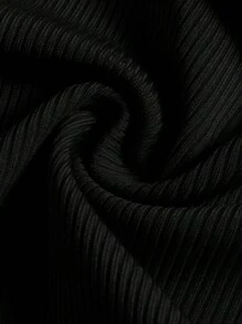 SHEIN EZwear Áo khoác và áo lót dành cho xe tăng nữ Tương phản ràng buộc Slogan Gợi cảm - màu đen - Xem 3