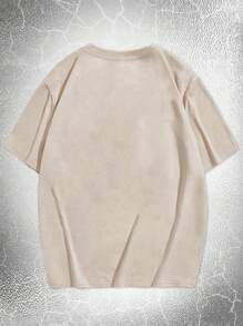 ROMWE MEN Goth Men Skeleton & Letter Graphic Tee - Khaki - View 2