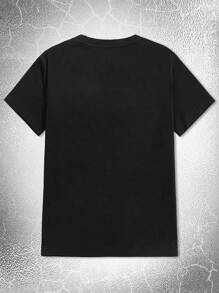 ROMWE MEN Goth Nam Đồ họa chữ và số Áo thun - màu đen - Xem 2