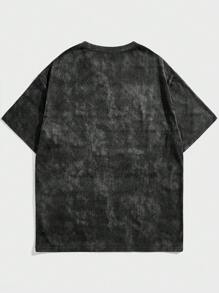 ROMWE MEN Các bạn Nhuộm buộc Hình in mặt trời & mặt trăng Áo thun Thả vai - màu đen - Xem 2