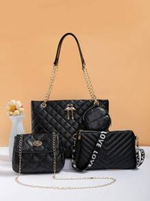 女士时尚办公室通勤新款手提包、斜挎包、单肩包、迷你休闲托特包组合套装