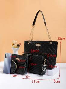 女士时尚办公室通勤新款手提包、斜挎包、单肩包、迷你休闲托特包组合套装