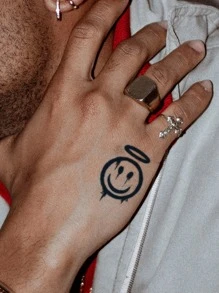 1 Tờ Hình Xăm Giả Hình Xăm Hoạt Hình Chống Nước Lâu Trôi Mặt Cười Đơn Giản Hoạt Hình Dễ Thương Tự Làm Nghệ Thuật Cơ Thể Decals - màu đen - Xem 4