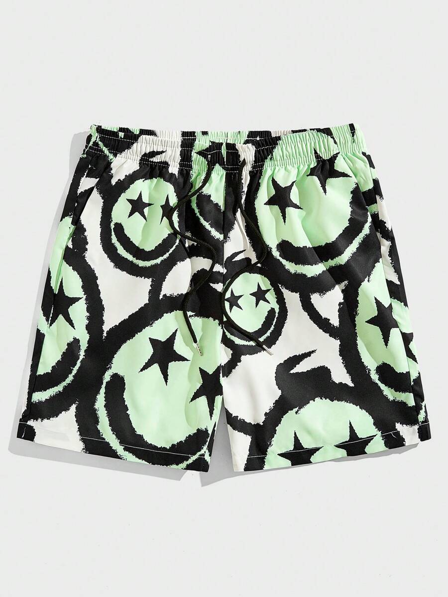 ROMWE MEN Street Life Quần Short Nam Dây kéo Túi Thắt nơ trước Hoạt hình Giải trí - Nhiều màu - Xem 1