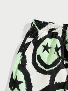 ROMWE MEN Street Life Quần Short Nam Dây kéo Túi Thắt nơ trước Hoạt hình Giải trí - Nhiều màu - Xem 3