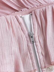 SHEIN MOD 一字肩荷葉邊花卉圖案提花上衣 - 彩色 - 查看 5