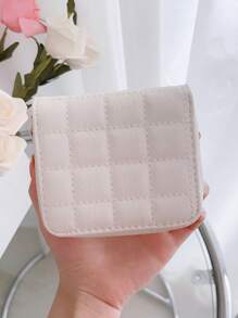 Quilted Pattern Small Wallet Cartoon Bear Decor Portable , Money , Cash White-collar Workers , For Female College , Work , Business , Commute , Office , For Anniversary , For Lover , For Birthday Gift , On Valentine Day Christmas gift , Thanksgiving gift - Krem - View 2