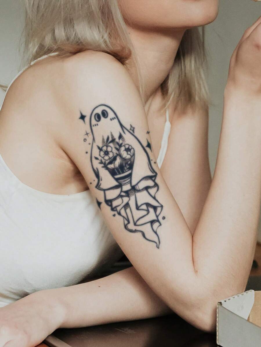 1 Tấm Ma In Hình Xăm Dán Chống Thấm Nước Lâu Dài Hoạt Hình Dễ Thương Nửa Cánh Tay Miếng Dán Hình Xăm Tự Làm Nghệ Thuật Thân Thể Đề Can - màu đen - Xem 1