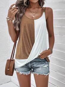 SHEIN LUNE Two Tone Twist Hem Cami Top - Multicolor - View 2