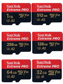 1入組SanDisk Extreme Pro快閃記憶卡128GB Micro SD卡SDXC UHS-I 金標512GB 256GB 64GB 32GB U3 V30 TF卡記憶卡