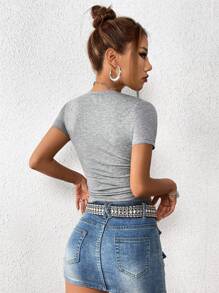 Gothic Valentine  Print T-Shirt - Grey - View 2