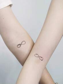 件/包黑色銀河、羽毛、飛鳥、花朵、蝴蝶小圖案臨時紋身貼紙適用於手指、耳朵、身體部位 - 黑色 - 查看 6