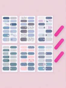 6 miếng dán móng tay họa tiết da báo & 3 dũa móng tay - Nhiều màu - Xem 2