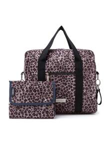 Bebé Bolsa de pañales con patrón de leopardo - Marrón - Ver 1