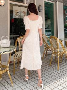 DAZY Đầm Dây kéo màu trơn Thanh lịch - Màu be - Xem 2