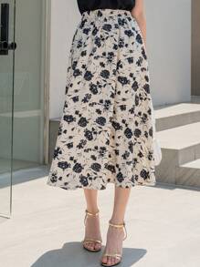 DAZY Floral Print High Waist Skirt