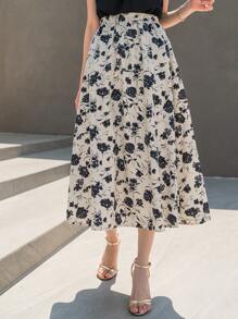 DAZY Floral Print High Waist Skirt