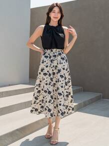 DAZY Floral Print High Waist Skirt