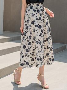 DAZY Floral Print High Waist Skirt