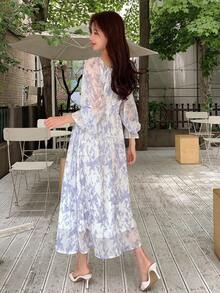 DAZY Tie Dye Square Neck Dress - Multicolor - View 2