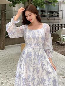 DAZY Tie Dye Square Neck Dress - Multicolor - View 3