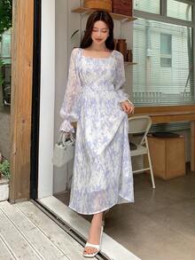 DAZY Tie Dye Square Neck Dress - Multicolor - View 4