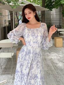 DAZY Tie Dye Square Neck Dress - Multicolor - View 8