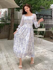 DAZY Tie Dye Square Neck Dress - Multicolor - View 9