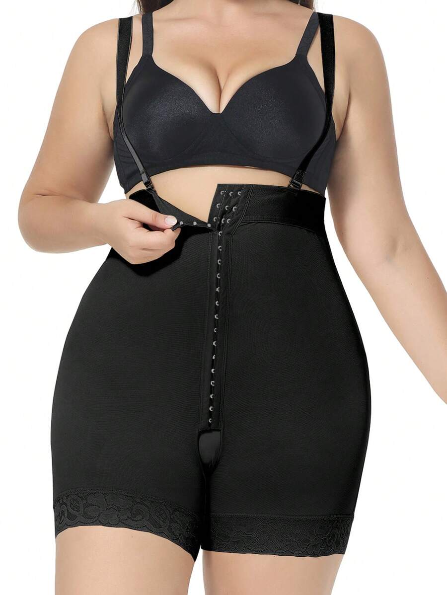 Talla grande Parte inferior de fajas ribete con encaje - Negro - Ver 1