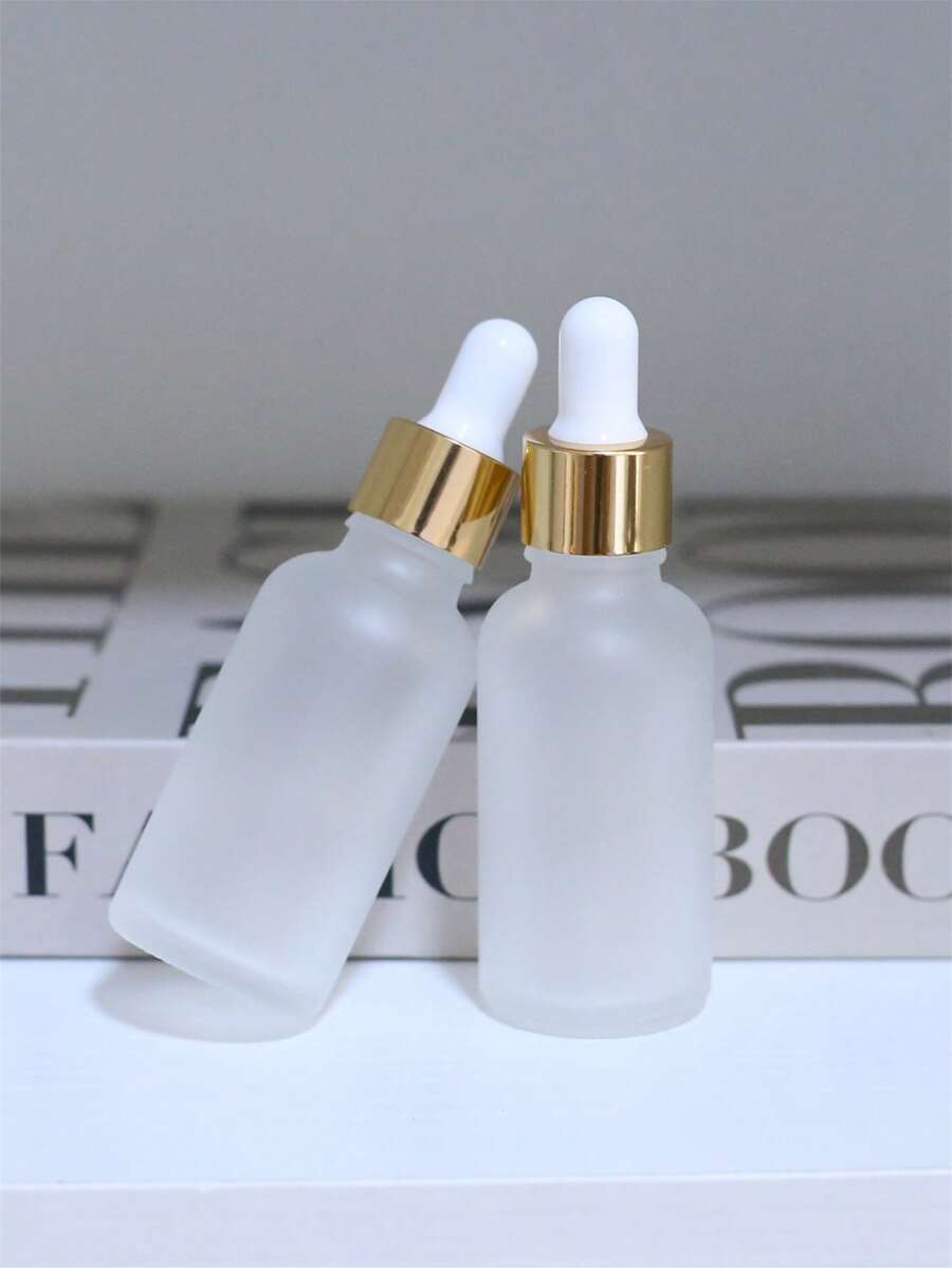2入組30毫升空磨砂玻璃滴瓶可填充香薰瓶帶金色帽子 - 無色 - 查看 1
