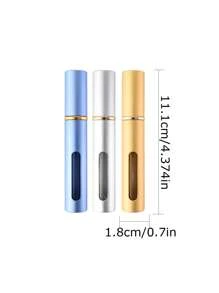 3 件装 10ML/0.34 盎司 5ML/0.17 盎司可再填充玻璃香水瓶金属雾化器喷雾旅行空香水瓶 - 彩色 - 查看 2