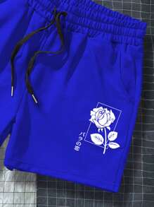 Manfinity Hypemode Quần Short Nam Dây kéo Túi Hoa Lá thư Giải trí - Xanh đậm - Xem 4