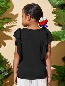 SHEIN Tops con gái lớn Xù Đồ họa Dễ thương - màu đen - Xem 2