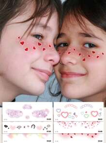 6 Tấm In Hình Trái Tim Miếng Dán Hình Xăm Mặt Miếng Dán Hình Xăm Dễ Thương Hình Xăm Giả Trang Điểm Cho Bé Gái Và Bé Trai - Nhiều màu - Xem 1