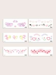 6 Tấm In Hình Trái Tim Miếng Dán Hình Xăm Mặt Miếng Dán Hình Xăm Dễ Thương Hình Xăm Giả Trang Điểm Cho Bé Gái Và Bé Trai - Nhiều màu - Xem 2