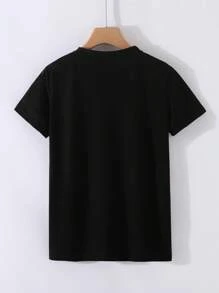 INAWLY Floral & Cow Print Tee Graphic Tees Women Tops - Black - View 2