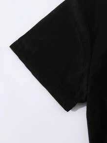 INAWLY Floral & Cow Print Tee Graphic Tees Women Tops - Black - View 3