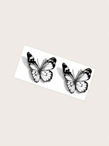 1Sheet Butterfly Pattern Tattoo Sticker Fake Tattoo Clavicle Wrist Body Small Temporary Tattoo Sticker Diy Body Art Decals - Black - View 4