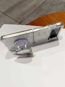 Clear Foldable  Phone Case With Heart Design Holder - White - View 3