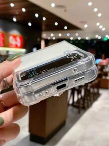 Clear Foldable  Phone Case With Heart Design Holder - White - View 4
