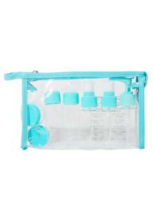 10pcs Travel Cosmetic Sub-Bottling PET Spray Lotion Cream Refillable Bottle Empty Liquid Container - Blue - View 1
